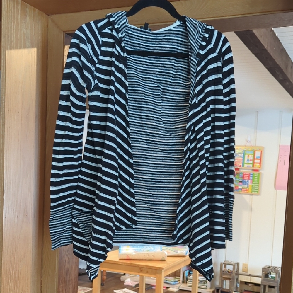Black and White Striped Cardigan